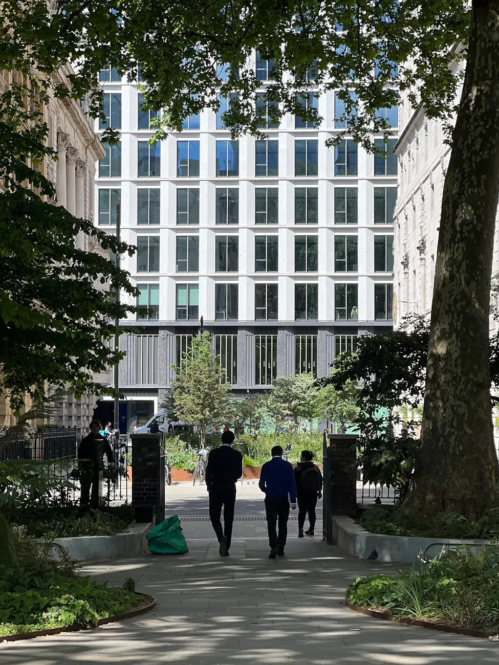 A modern office building in a London courtyard